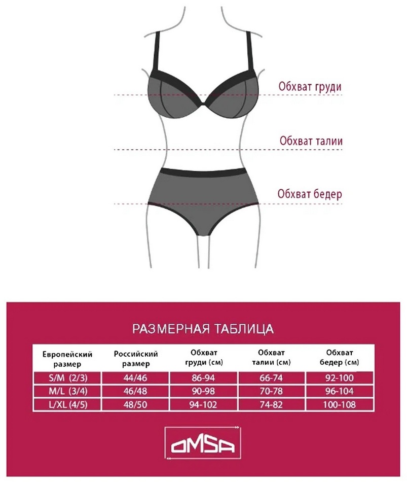 таблица размеров омса женское белье